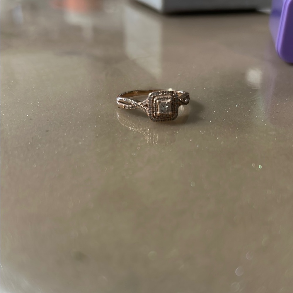 COPY - 1 Carat, Square Cut Diamond, 10k Rose Gold Engagement Ring Size 7